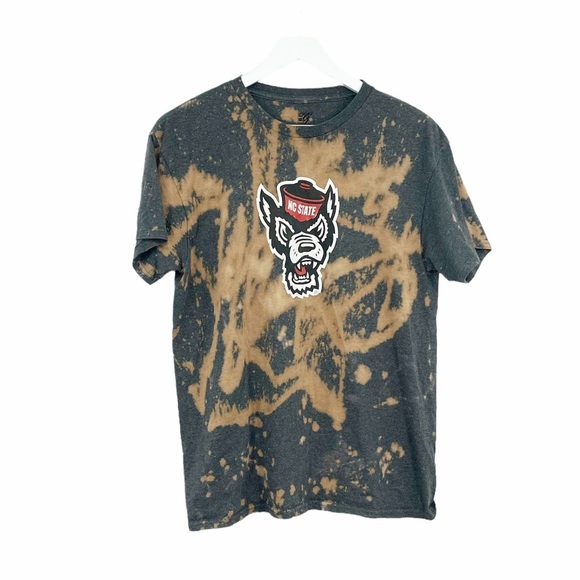 NC State Wolfpack Custom One Of A Kind Reverse Dyed Graphic Tee SZ M - Picture 2 of 5